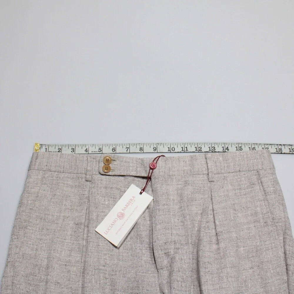 Luciano Barbera NWT Pleated Dress Pants Size 50 (US 34) in Brown Linen Blend